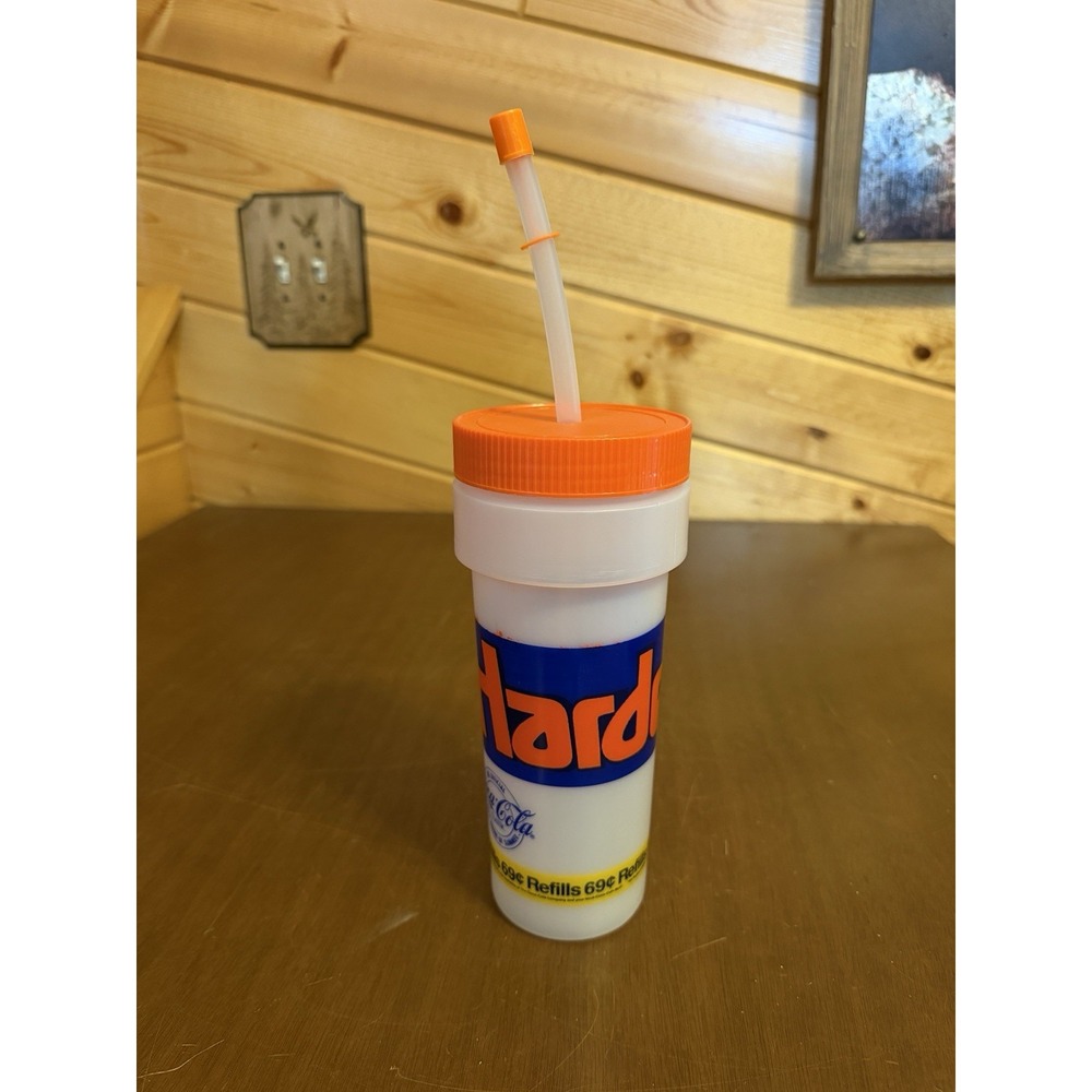 Vintage Hardee's Coca Cola .69 Cent Refill Squeeze Cup W/Straw
